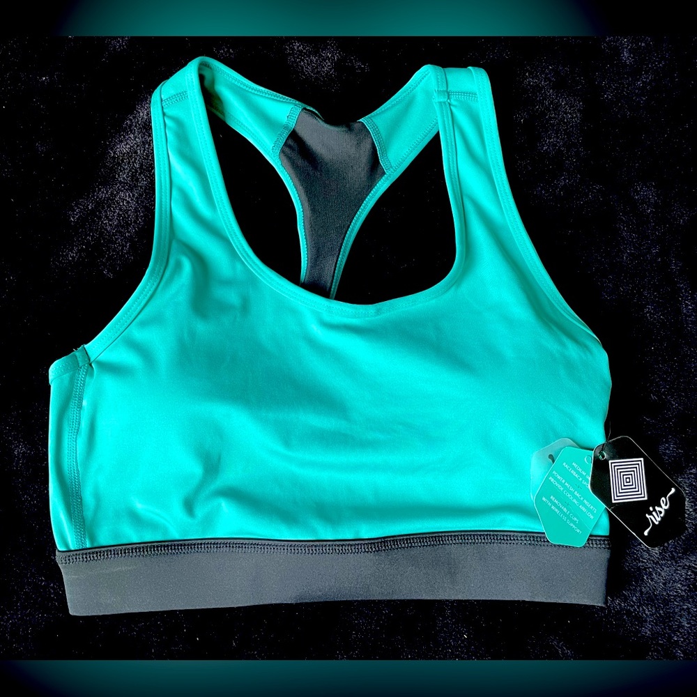 Rise teal sports bra